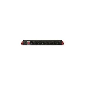 Techly Multiprise 8 postes de Rack 19" Connecteur C14 avec Interrupteur 1 HE 1HE I-Case STRIP-81V