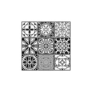 9 Stickers adh&eacute;sifs carrelages | Sticker Autocollant Carreaux de Ciment - Mosa&iuml;que carrelage Mural Salle de Bain et Cuisine | Carreaux de Ciment adh&eacute;sif Mural - azulejos - 10 x 10 cm - 9 pi&egrave;ces