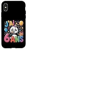 Enfant Panda Enfant 6 ans Anniversaire Garçon Fille Panda Coque pour iPhone X/XS