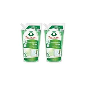 RAINETT - Nettoyant Vitres &agrave; l'Alcool - Nettoie & Fait Briller - Action D&eacute;graissante - R&eacute;sultat Sans Traces - Poche 100% Recyclable - Ecolabel - Eco-Recharge 1 L (Lot de 2)