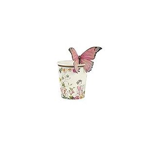 Talking Tables Truly Fairy Gobelets en Carton &agrave; Motif Floral pour F&ecirc;te d'Anniversaire d'Enfant et Go&ucirc;ter Festif, Rose et Blanc, 250 ml (Paquet de 12)