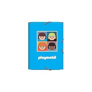 Dohe - Classeur scolaire rabats et élastiques - Format Folio 26,5 x 35 cm, capacité 100 feuilles, couverture rigide en carton, porte-documents Retour à l'école, matériel scolaire - Playmobil Core -