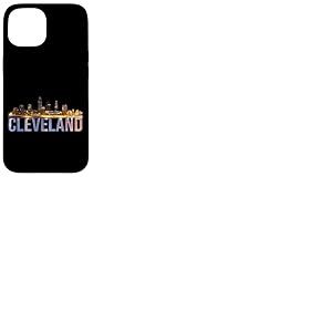 The Land Night Downtown Cleveland Skyline Art Ohio Downtown Coque pour iPhone 15