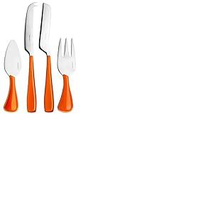 BUGATTI EZOU-057F36/4 Essenza Ménagère de 4 Pièces Couteau à Fromage SAN/Acier Orange 16 x 26 x 3 cm