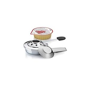 kela Fondue Brûleur avec pâte à brûler pour Fondue, Feuerzangenbowle VESUV, récipient de pâte à brûler en Acier Inoxydable, 80g de pâte à brûler éthanol pour Fondue