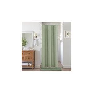 KOUFALL Rideau de Douche de Style Rustique en Lin texturé pour Petite Cabine de Salle de Bain, 91,4 x 183 cm, Vert Sauge