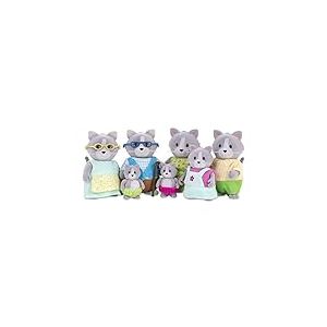 Li'l Woodzeez - Les chats Daintypaw - Petite Figurine Animale - Famille de chats Daintypaw - Lot de 7 figurines d'animaux de collection floqués - Figurines de poupées posables - 3 ans et +