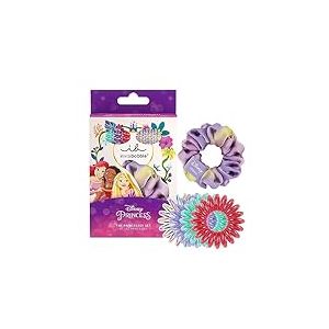 Invisibobble KIDS Disney Princesses | Lot de 7 : 1 chouchou et 6 chouchous à spirale, multicolore | Accessoires de cheveux pour filles | Set de chouchous pour filles
