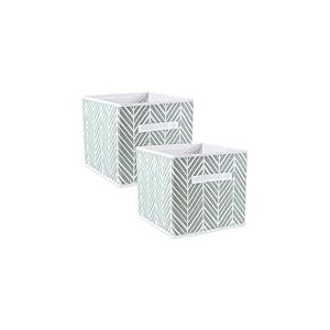 DII Lot de 2 bacs de rangement en tissu pour crèche, bureau et maison - Fabriqués pour s'adapter aux organisateurs cubiques standards (27,9 x 27,9 x 27,9 cm) - Menthe à chevrons