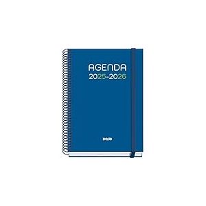 Dohe - Agenda Scolaire 2025 2026 - Jour Page, Taille A5 (15x21 cm), Espagnol et Anglais, Septembre à Juin, Reliure Spirale et Gomme, Couverture Rigide, 4 Pages de Stickers - PRIME Logic