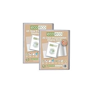 eco-eco Lot de 2 porte-vues transparents avec pochettes en plastique Format A5 50% recyclé 20 pochettes