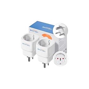 Bigfish Adaptateur Prise Inde 2 Pièces, Adaptateur de Voyage France vers Inde, Adaptateur de Voyage Type D – Europe vers Inde, Népal, Sri Lanka (partiellement) – Blanc