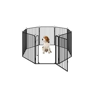 Yaheetech Parc pour Chiens Enclos pour Chiot en 8 Panneaux Cage Chenils Chien de 80 cm de Haut avec Serrure intégrée Fils métalliques renforcés de 8 mm