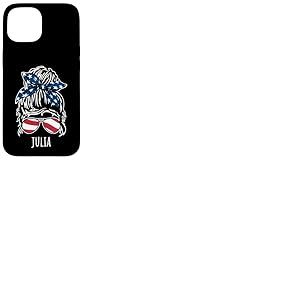 Alice Chignon cheveux désordonnés avec lunettes de soleil ruban USA Coque pour iPhone 15
