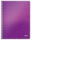 Leitz, Cahier &agrave; spirales A4 PP lign&eacute;, 160 pages 80g/m&sup2;, Leitz WOW, Violet, 46370062