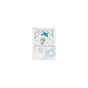 Interbaby 01228-11 Cape de Bain Con Capuche Paracaidista Blanc/Bleu