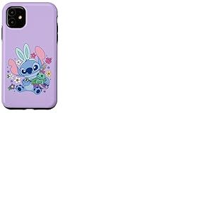 Coque pour iPhone 11 Disney Lilo & Stitch Cute Easter Bunny Stitch and Scrump