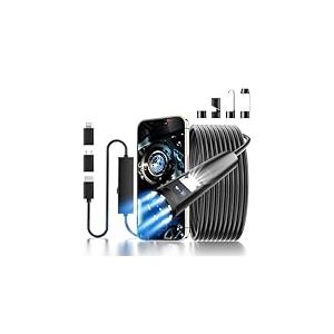 GlasFlength 5m Camera Endoscopique, 1920 HD Ca Mera Inspection Canalisation avec 8+1 Lumières LED Semi Rigide Came ra Canalisation Étanchéité IP67 Cam Era Endoscopique Smartphone pour Android iOS