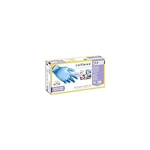 Reflexx R77100/XL sans poudre Gants en nitrile gr 3.0, taille XL, Bleu clair (lot de 100)