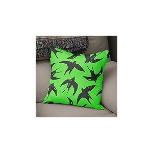 BonaMaison Housse de Coussin Motif, Vert Fluo et fumée Taie d'oreiller pour Lit Voiture Canapé Maison Salon Chambre, Décoration D'intérieur, 43x43cm - Conçu et Fabriqué en Turquie