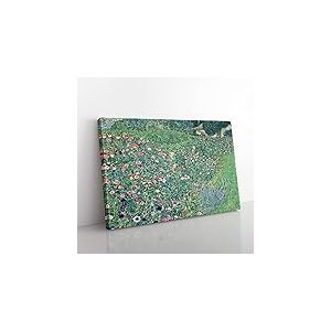 Big Box Art Art mural sur toile - Motif jardin italien par Gustav Klimt - Prêt à accrocher - 76 x 50 cm - Vert, crème