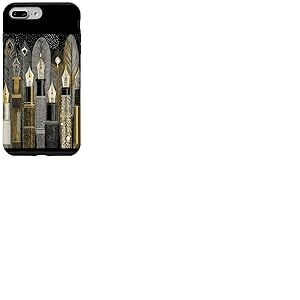 Stylos Plume Vintage avec Plumes et d&eacute;tails Art D&eacute;co Coque pour iPhone 7 Plus/8 Plus