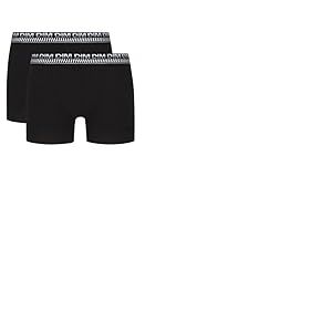 DIM Boxer Homme Stay and Fit Coton 3D Flex x2, Noir, XXL