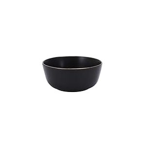 HOME DECO FACTORY - KA0136 Bol Noir avec Liser&eacute; Dor&eacute;, pour Soupe, Salade, Dessert, Adapt&eacute; Toutes Occasions, Int&eacute;gration Facile &agrave; Votre Vaisselle, D14 cm, Noir, Or