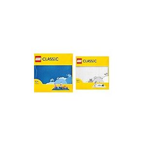 LEGO 11026 Classic La Plaque De Construction Blanche 32x32, Plaque de Construction, Assemblage & 11025 Classic La Plaque De Construction Bleue 32x32, Socle de Base pour Construction, Assemblag