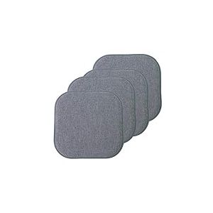 Sweet Home Collection Lot de 4 Coussins de Chaise en Mousse à mémoire de Forme, Motif nid d'abeille, Dos en Caoutchouc antidérapant, Arrondi, carré, 40,6 x 40,6 cm, Bleu Alexis/Gris
