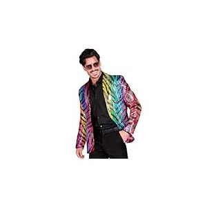 W WIDMANN MILANO Party Fashion - Veste Party Fashion avec paillettes pour hommes, arc-en-ciel, motif tigre, Disco Fever, Schlagermove