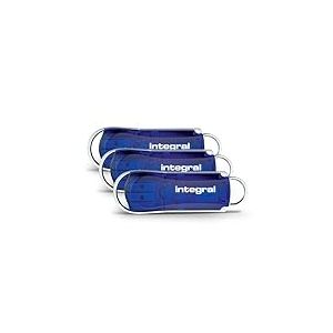 Integral 64GB pack 3 Cl&eacute;s USB 2.0 Courier Bleu