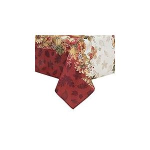 Relier Feuilles d'automne Thanksgiving Tissu nappes, Polyester & Polyester mélangé, Double Border Swaying Leaves, 60" x 102" Oblong