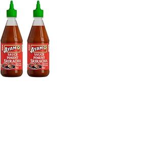 AYAM Sauce Piment Sriracha | Épicée | Piments frais écrasés | Saveurs Authentiques d'Asie | Haute Qualité | Alimentation Saine | Sans gluten | Sans conservateurs | Format Familial - 400ml (Lot de 2)