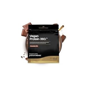 Protein Works | Vegan Protein 360 &ndash; GOLD Innovation, Prot&eacute;ine V&eacute;gane, M&eacute;lange Multi-Prot&eacute;ines Premium 100% V&eacute;g&eacute;tal, Shake Faible en Gras & Calories, Chocolat Onctueux, 33 Portions, 1kg