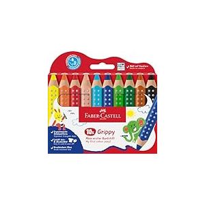 Faber-Castell 110624 Set Grippy, 10 Gros Crayons de Couleurs Enfants, Kit Dessin Facile à Laver, Crayon de Couleurs Enfant de Forme Triangulaire Ergonomique et Épaisseur de 10mm