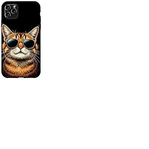 Visage de chat portant des lunettes de soleil, cool Boss Rebel Hip, amoureux des chats Coque pour iPhone 11 Pro Max