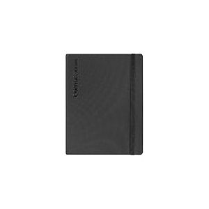 COMIX, Large Vertical - Agenda 2026 hebdomadaire 12 mois, fermeture avec &eacute;lastique et &eacute;lastique lat&eacute;ral porte-stylo, double marque-page - 19 x 25 cm - Black Tenax