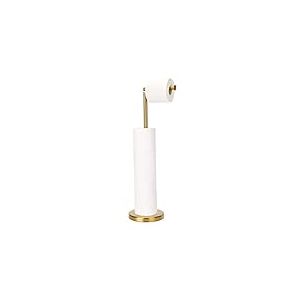 Support de Papier Toilette sur Pied avec réserve pour 4 Rouleaux de Rechange, Base Robuste, étagère de Rangement pour Rouleaux de Papier Toilette (Base en Acier Inoxydable, doré)
