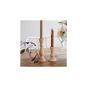 DUHALINE Lot de 2 Bougeoirs en Bois Rustiques Faits à la Main, Accordéon, Pièces de Décoration de Table Console, Luxe pour Cheminée
