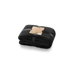 DecoKing Couette en Microfibre Couverture Polaire Plaid Couvre-lit Polaire Doux de Style scandinave Henry, Microfibre Noir 220x240 cm