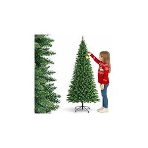 Bakaji Sapin de No&euml;l Slim tr&egrave;s &eacute;pais Nouvelle Version pin de r&ecirc;ve &eacute;cologique et Ignifuge avec Base en Croix en Fer Pliable Ouverture &eacute;toile Verte (120 cm)