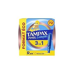 Tampax Compak Pearl, Régulier, 72 Tampons Avec Applicateur, Flux Légers à Moyens, Format Eco, Triple Confort avec Applicateur doux, MotionFit, Voile Douceur, Certifié Oeko-Tex
