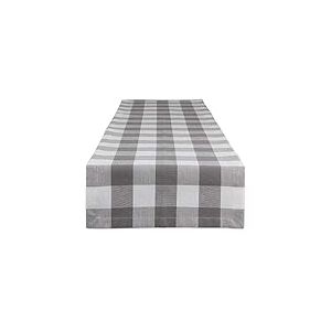 DII Buffalo Check Collection Chemin de Table Classique Farmhouse 35,6 x 182,9 cm, Gris et Blanc