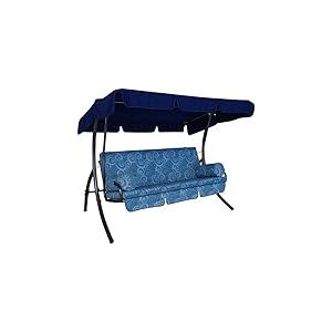 Angerer Balancelle de Jardin Trend, 3 Places Convertible en Lit, Acier Galvanisé, Toit Ajustable, Coussins Lavables, Capacité 270 kg, Fabriqué en Allemagne (Gris-Bleu à Fleurs)