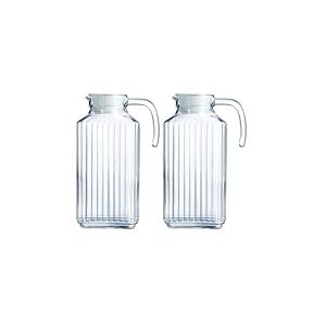 Luminarc Arcoroc Quadro Réfrigérateur pichet avec couvercle en plastique blanc 1,7l, 1 Pichet (Lot de 2)