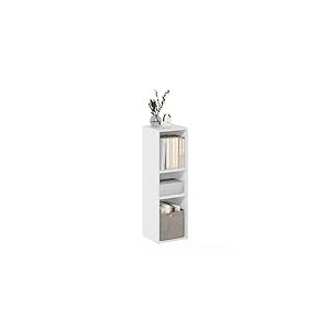 Furinno Fulda Bibliothèque avec Étagère de Rangement Peu Encombrante à 3 Niveaux, Largeur 25 cm, Blanc