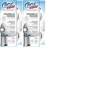 Croc'Odor Power &ndash; Destructeur d'Odeurs pour Poubelle (58g) &ndash; D&eacute;sodorisant Poubelle Sp&eacute;cial Odeurs Intenses (Lot de 2)