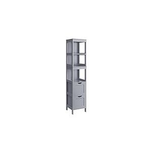 VASAGLE Meuble de Salle de Bain, Meuble de Rangement sur Pied, Commode à 2 Tiroirs, 3 Compartiments Ouverts, pour Salle de Bain, Salon, Cuisine, Gris Tourterelle BBC66G02