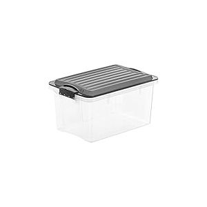 Rotho Compact Boîte de stockage 4,5l avec couvercle, Plastique (PP) sans BPA, gris/transparent, A5/4.5l (27.0 x 18.5 x 15.0 cm)